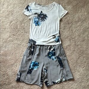 Floral Print Gray Women's Shorts